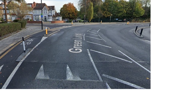 The photo for Dangerous cycle lane - Green Lanes/ Green Dragon Lane.